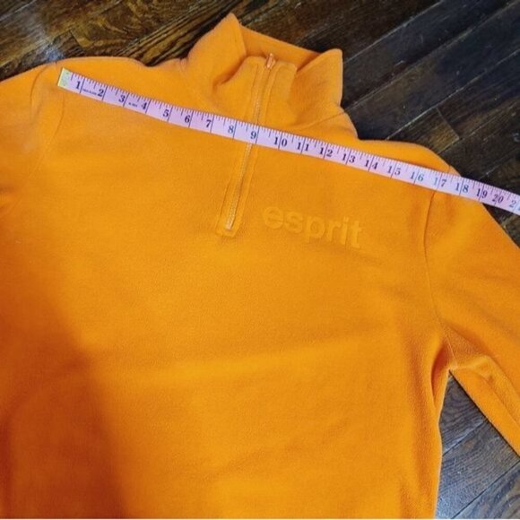 Vintage 90s Esprit Orange 1/4 Zip Logo Pullover Fleece Jacket - Picture 8 of 15